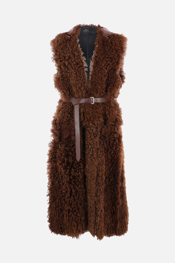 shearling long reversible vest