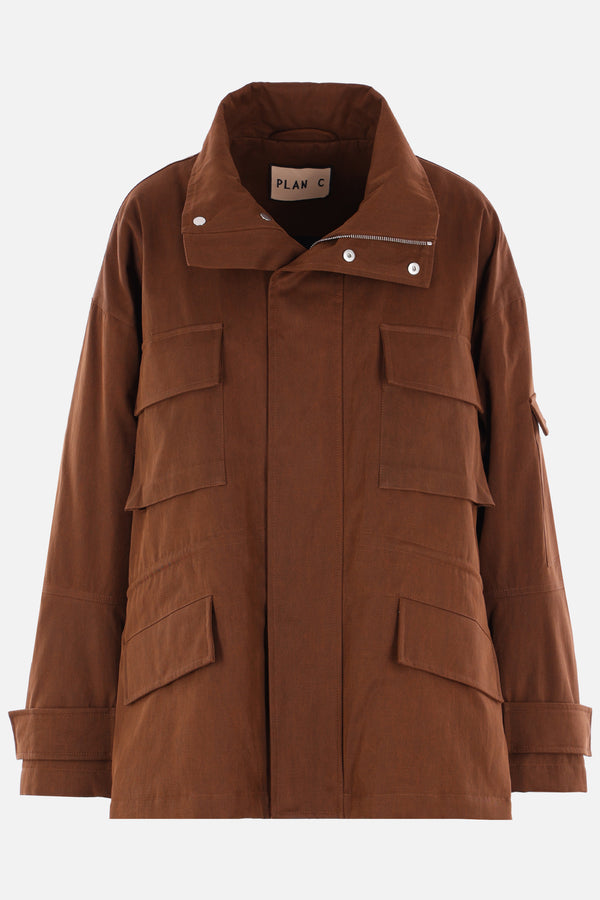 oversized cargo jacket in washed twill