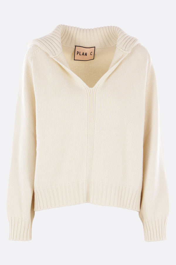 wool and cashmere polo sweater