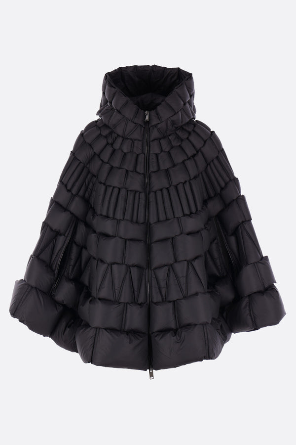 down-filled cape in woven nylon