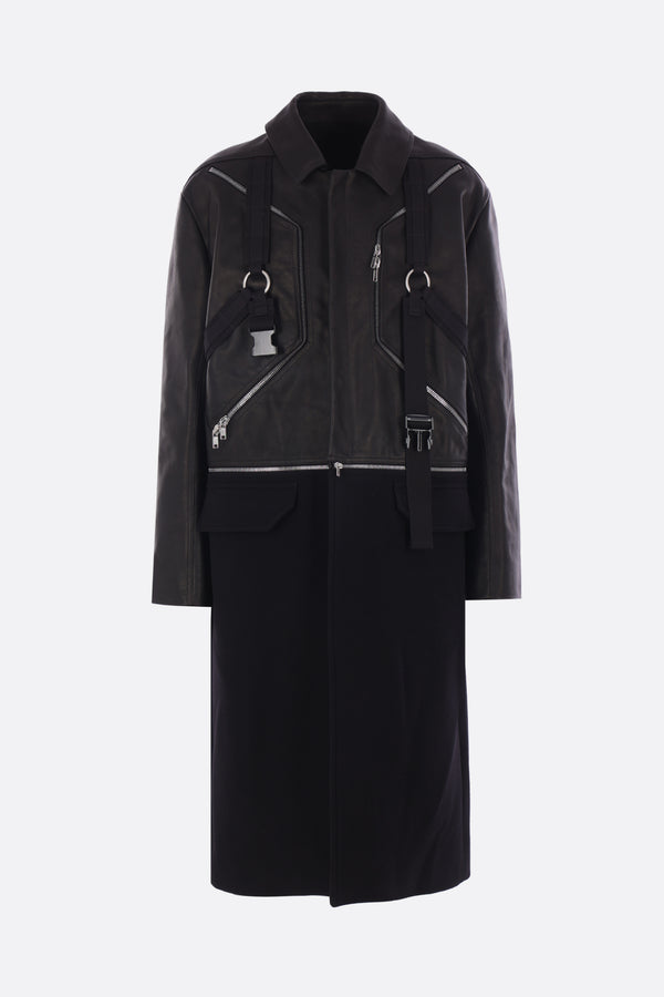 Blixa Jumbo Mac coat in leather and wool