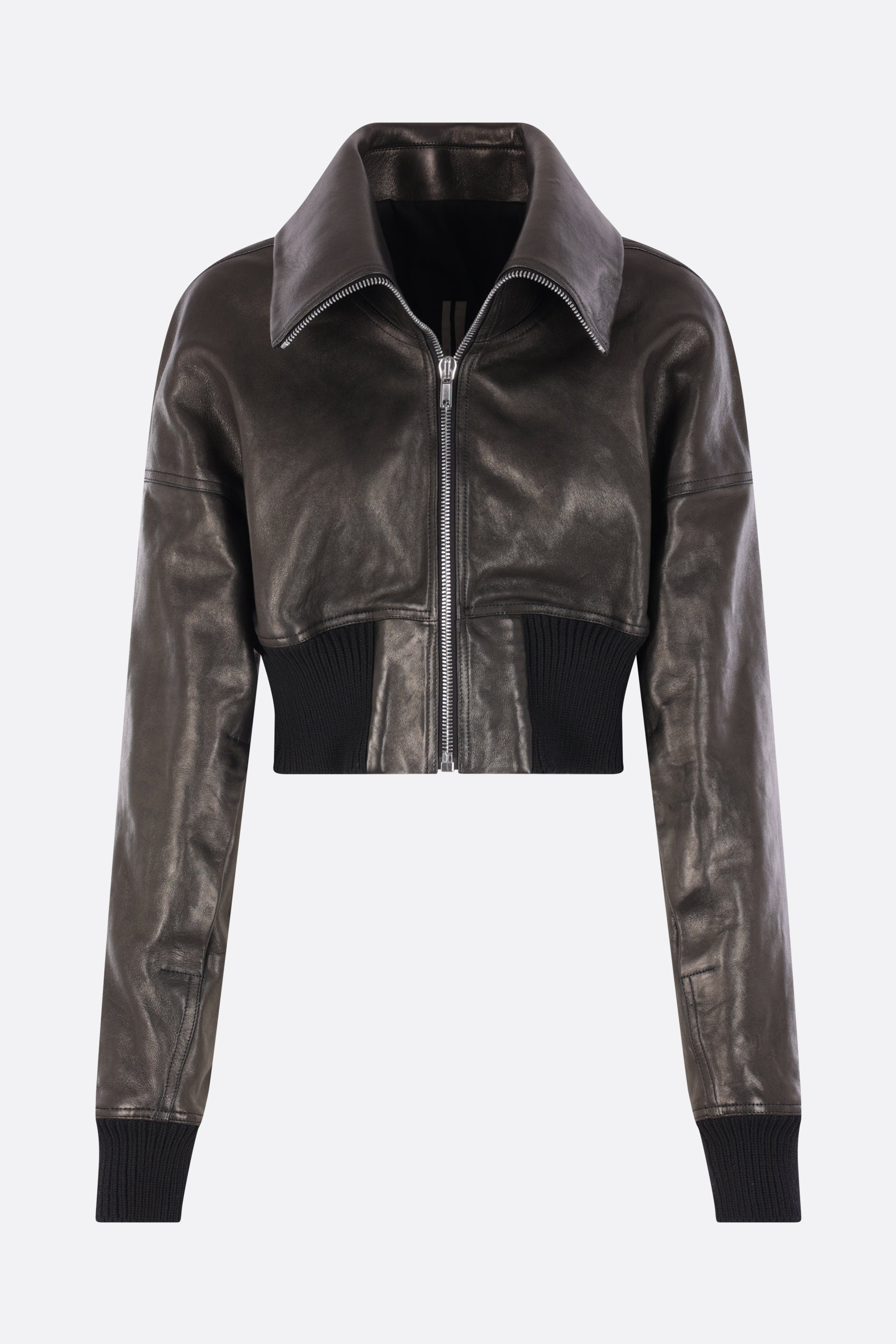 Dracucollar cropped jacket in leather