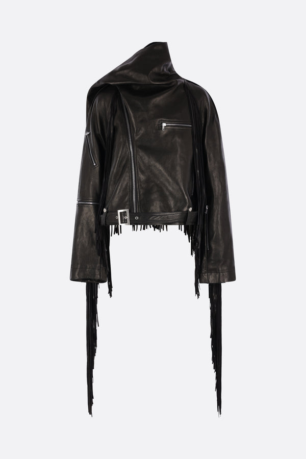 Scarf Flight cropped jacket in leather