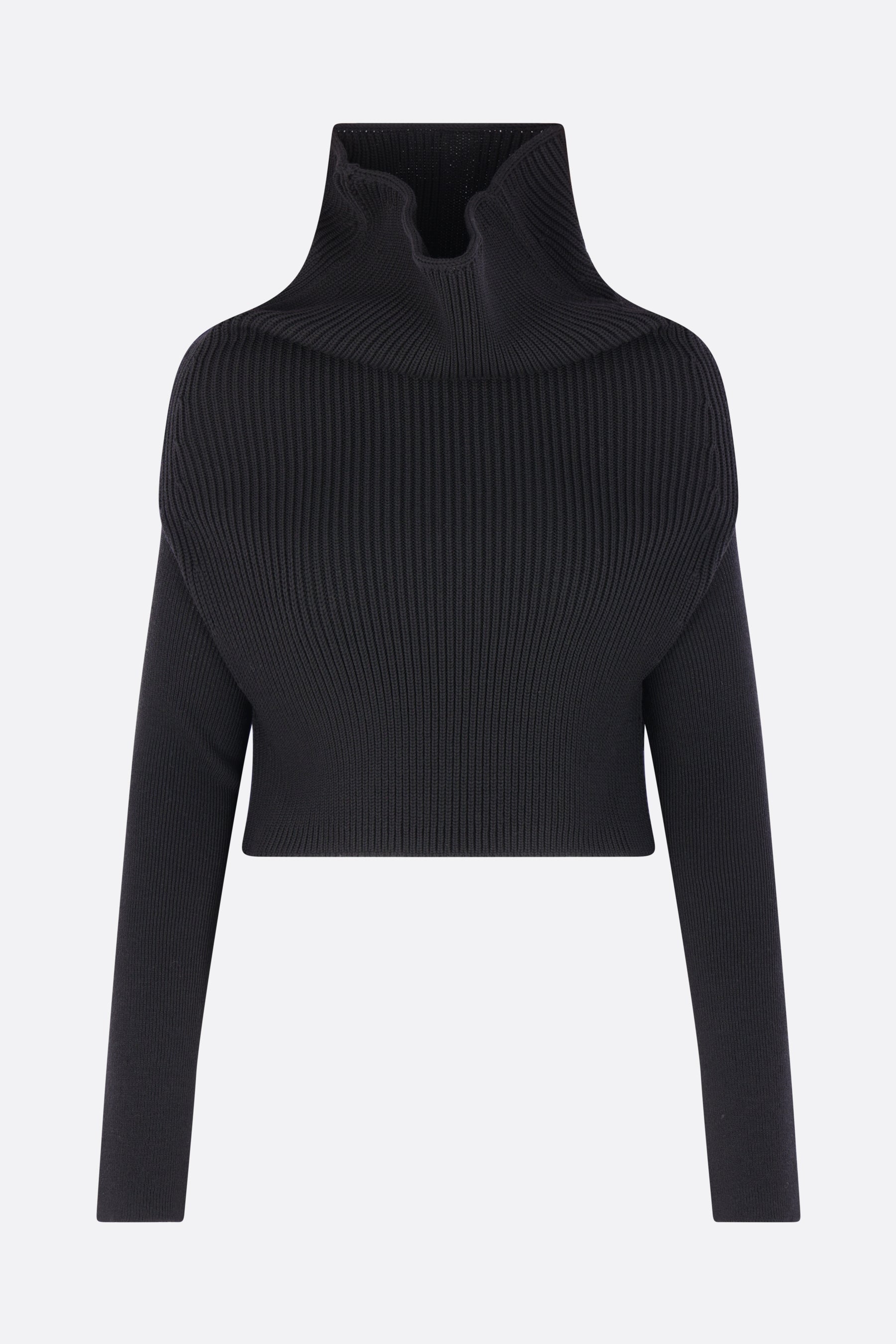 cropped sweater in rib wool