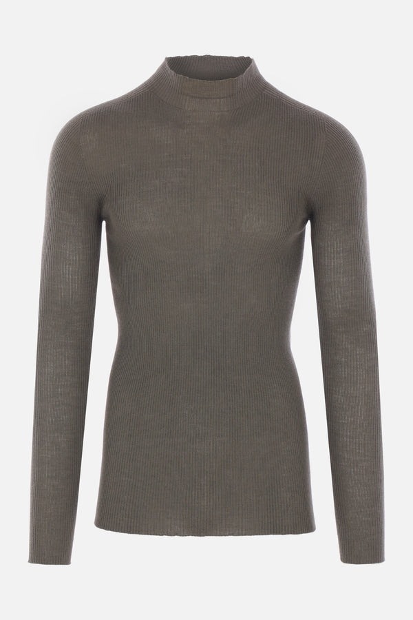 lupetto sweater in rib wool