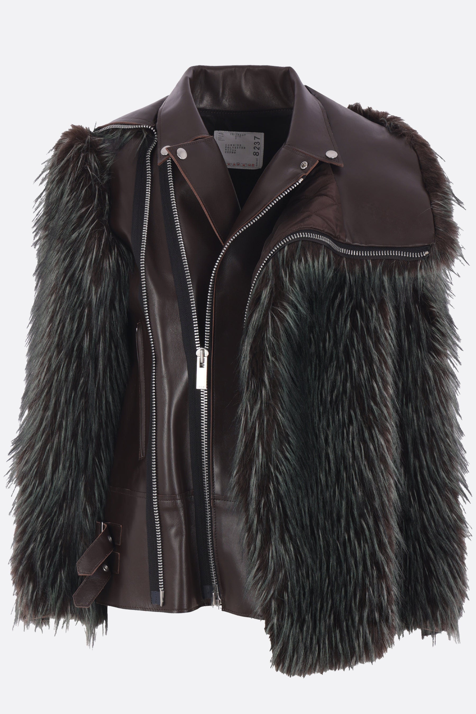 leather and faux fur biker jacket