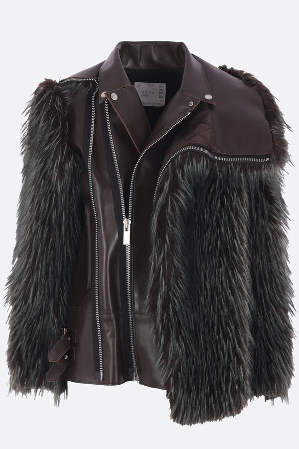 leather and faux fur biker jacket