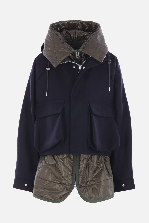 wool and quilted nylon jacket