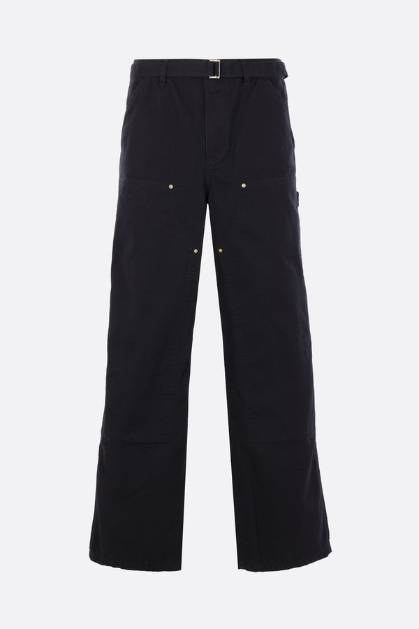 canvas worker trousers with logo patch