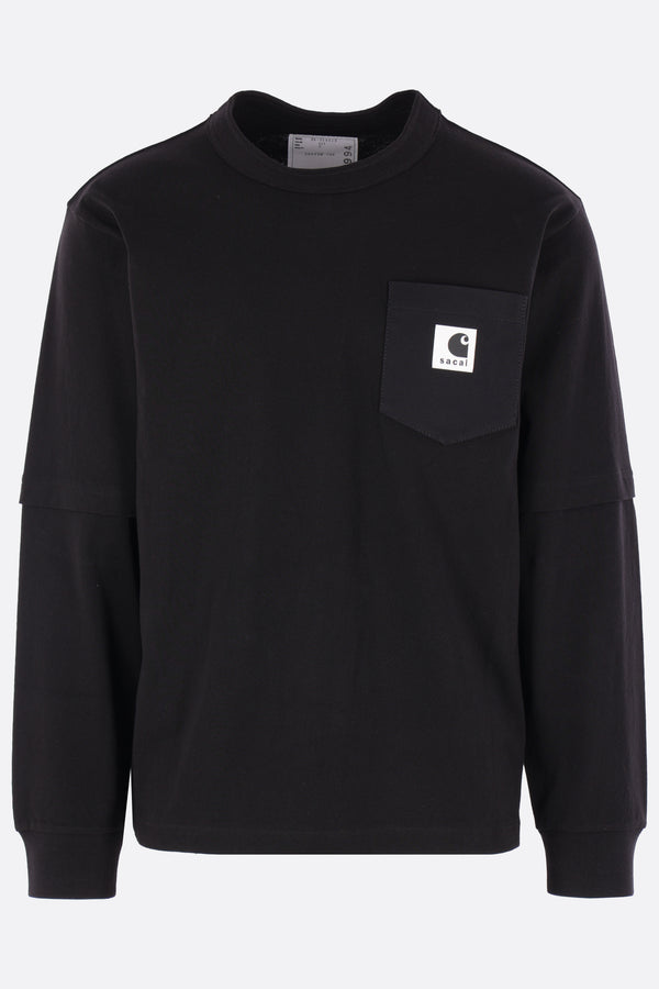 long-sleeve cotton t-shrt with logo patch
