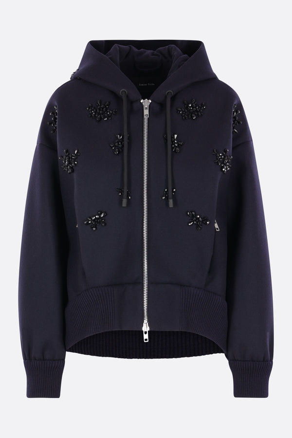 wool blend bomber jacket with embroideries