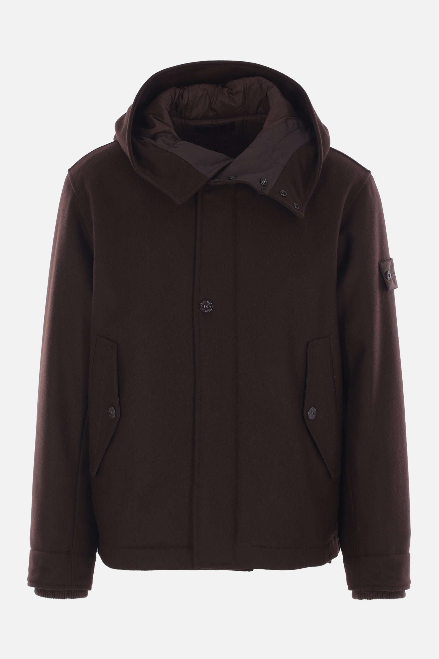 padded parka in wool nylon flannel