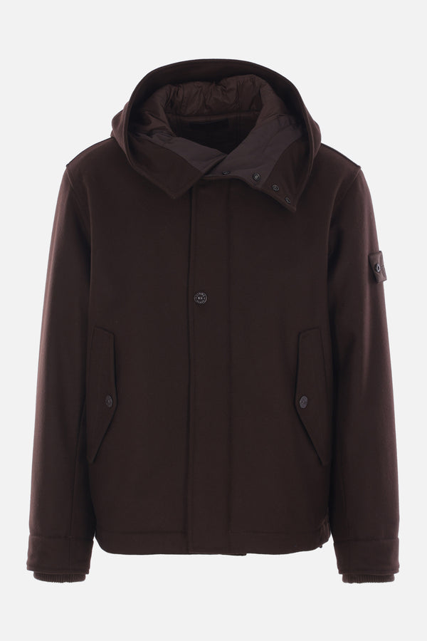 padded parka in wool nylon flannel