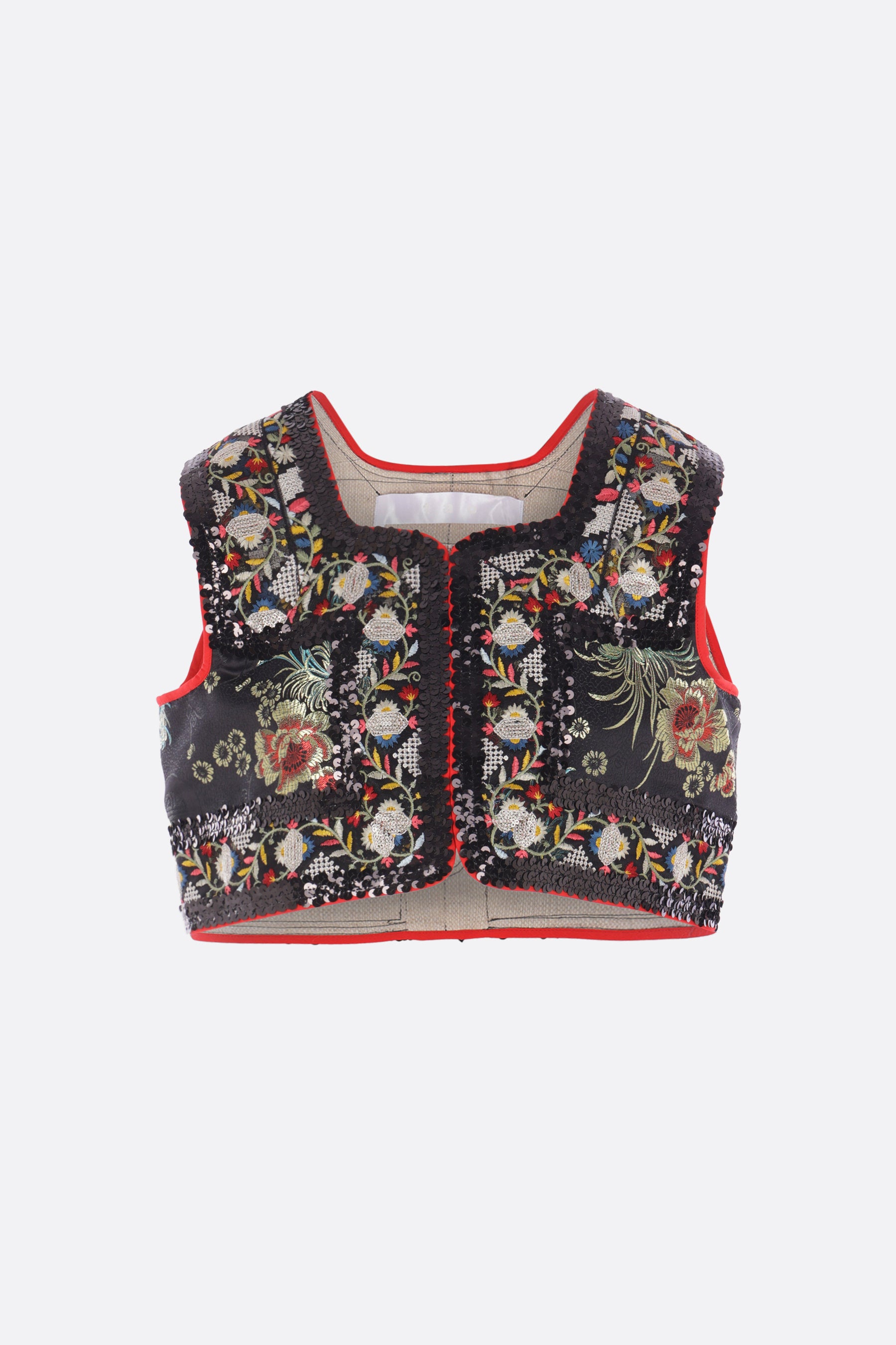 embroidered tulle vest with sequins