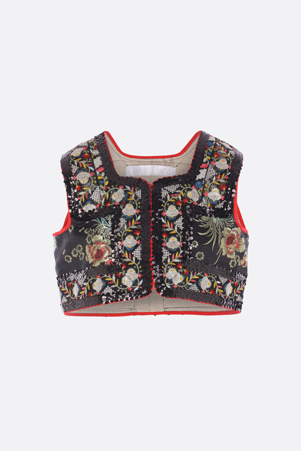 embroidered tulle vest with sequins