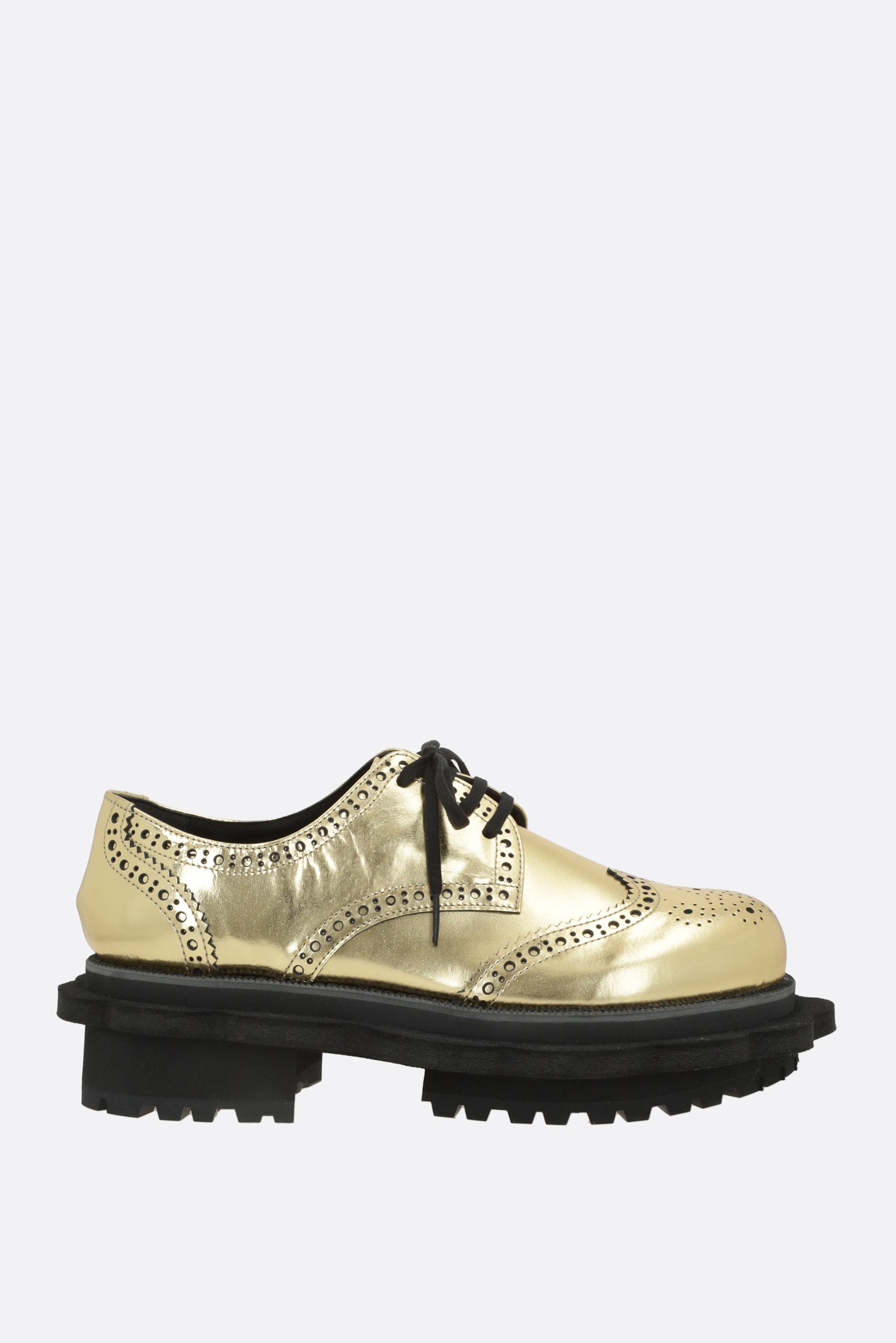 platform derby shoe in metallic leather