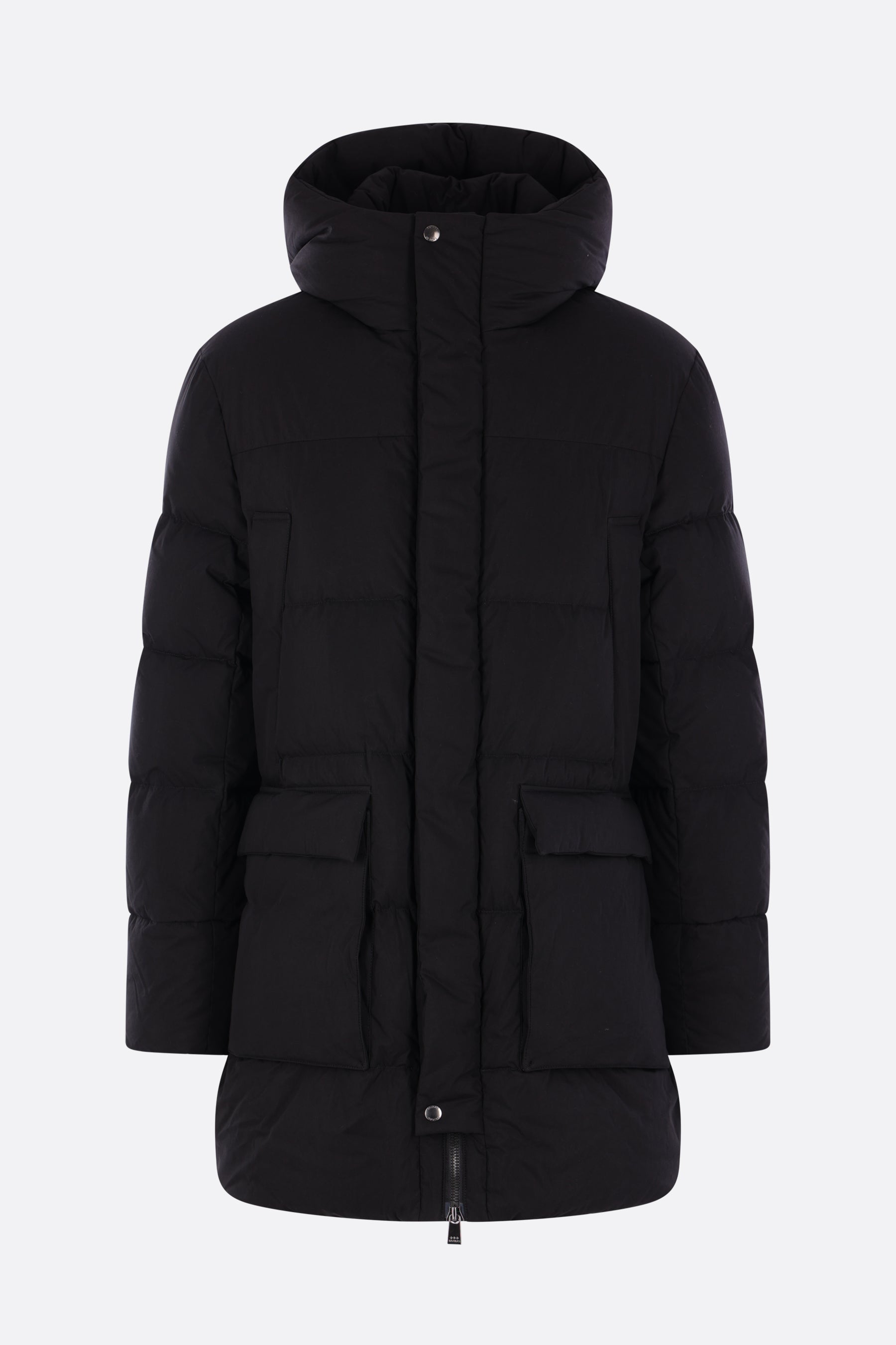 Acino long down jacket in technical cotton
