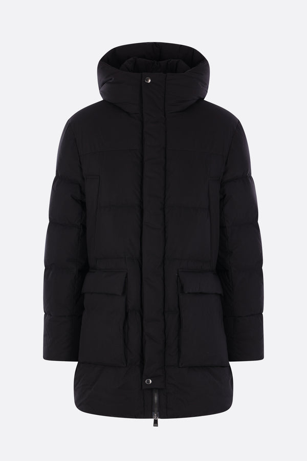 Acino long down jacket in technical cotton