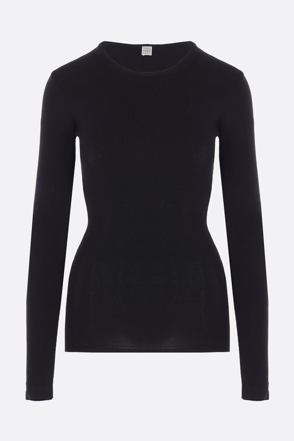 long-sleeve top in compact cotton