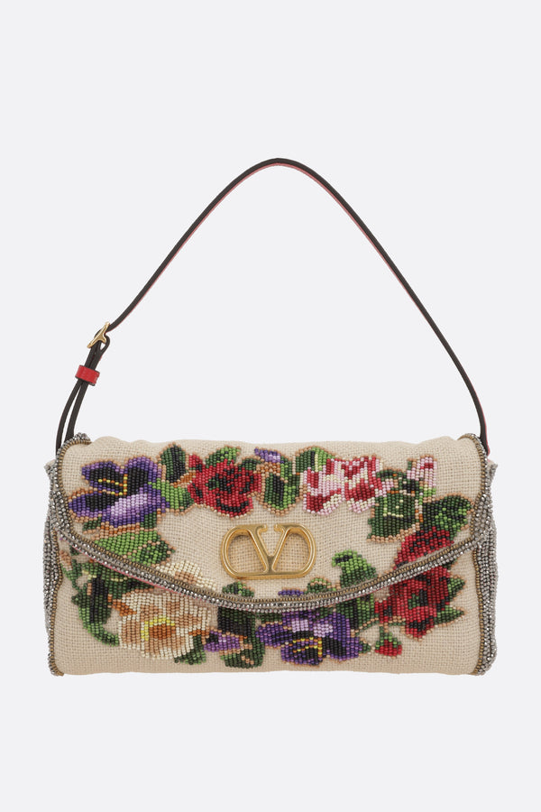 Vain Soft shoulder bag in embroidered linen