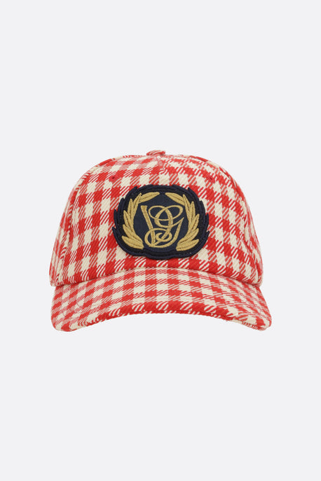 check cotton and wool baseball cap