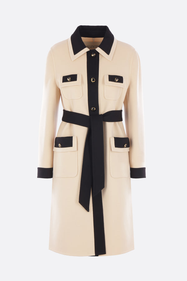 single-breasted coat in Compact Drap with belt