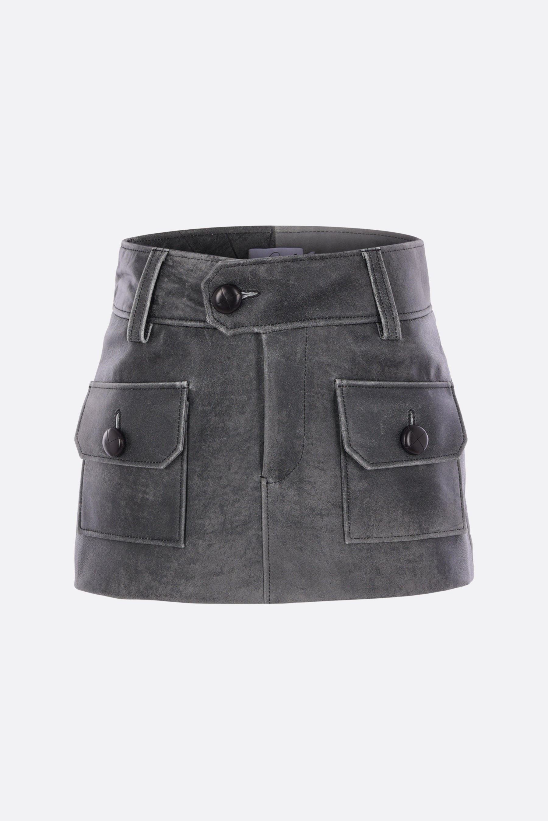short skirt in vintage-effect leather