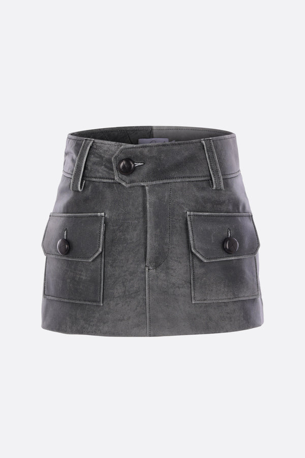short skirt in vintage-effect leather