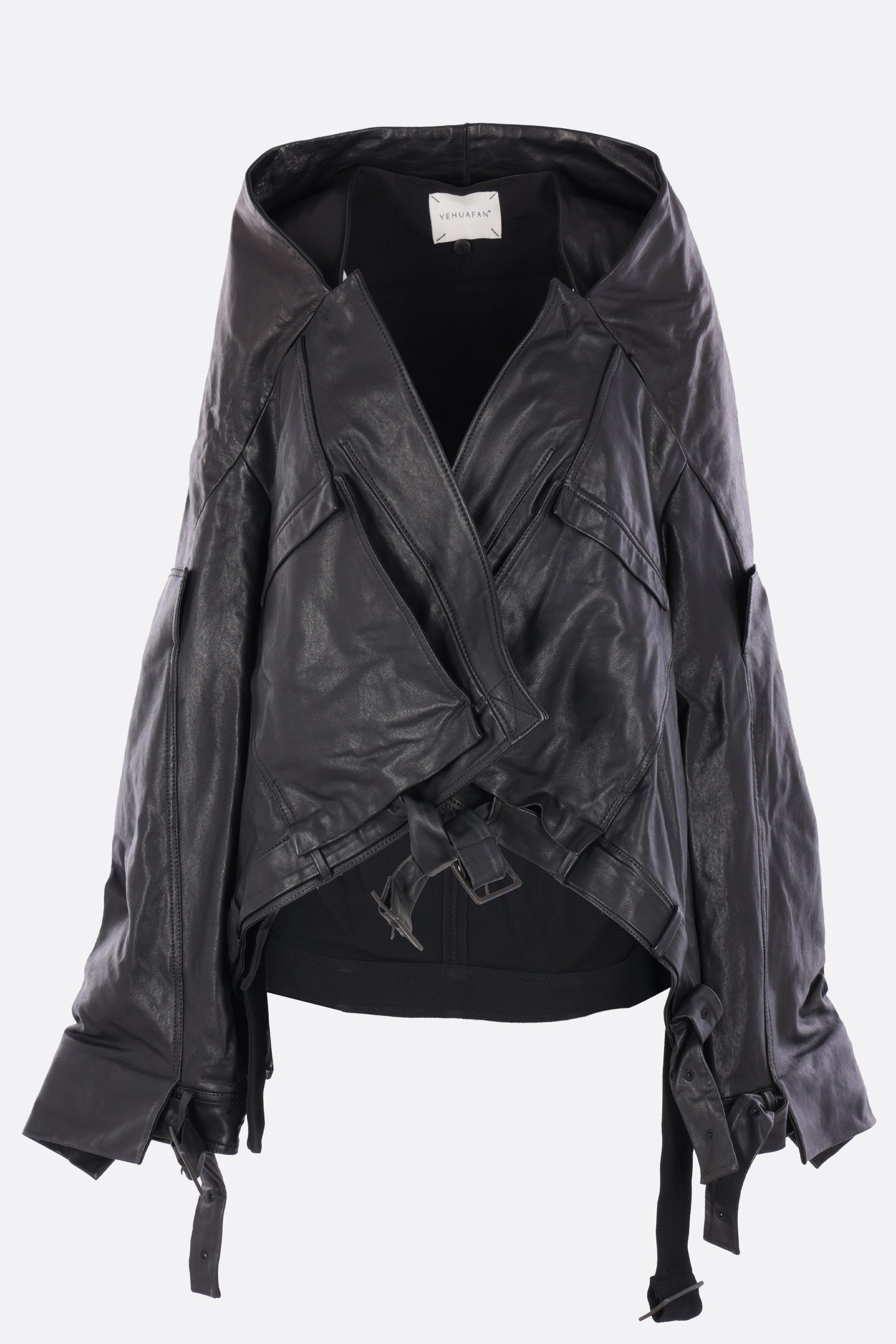 deconstructed jacket in leather