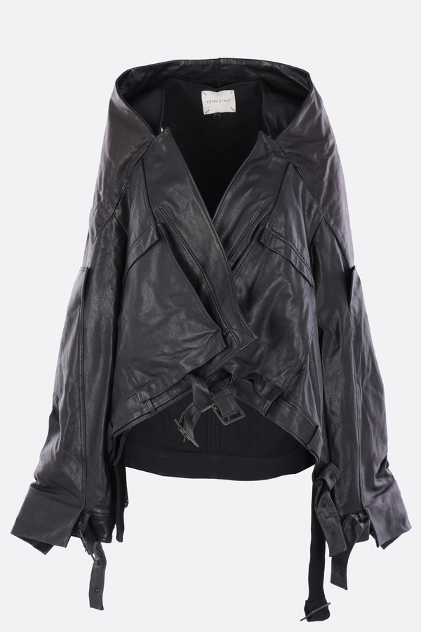 deconstructed jacket in leather