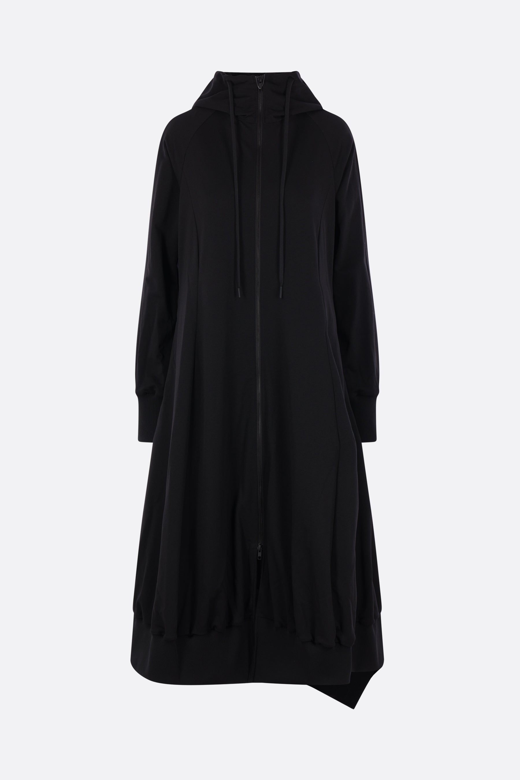 full-zip hooded dress in jersey