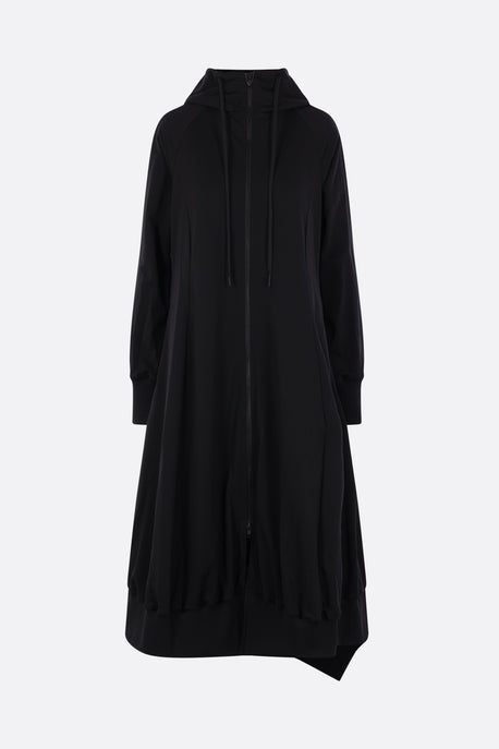 full-zip hooded dress in jersey