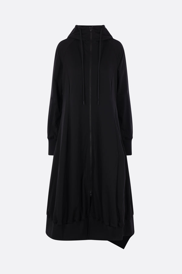 full-zip hooded dress in jersey