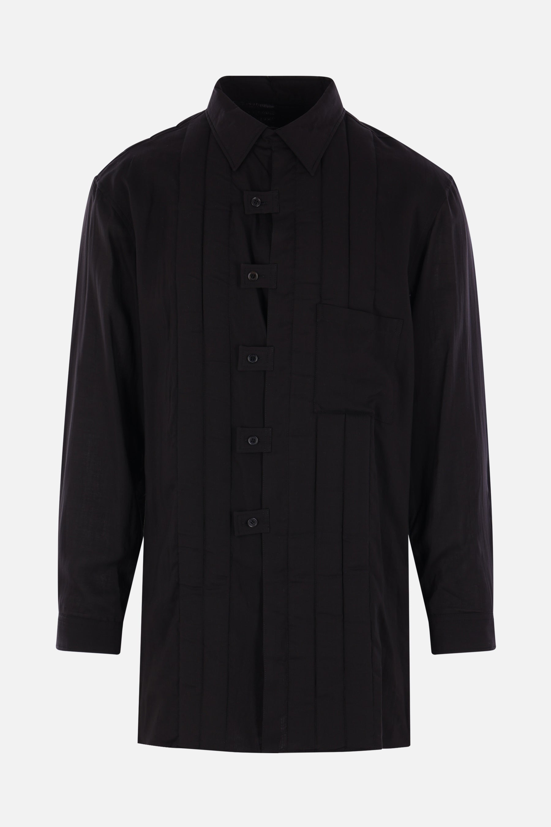 oversized shirt in cellulose with quilted inserts