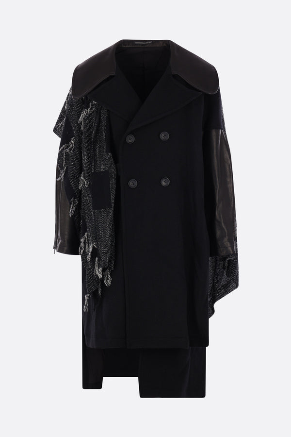 double layered coat in wool and leather