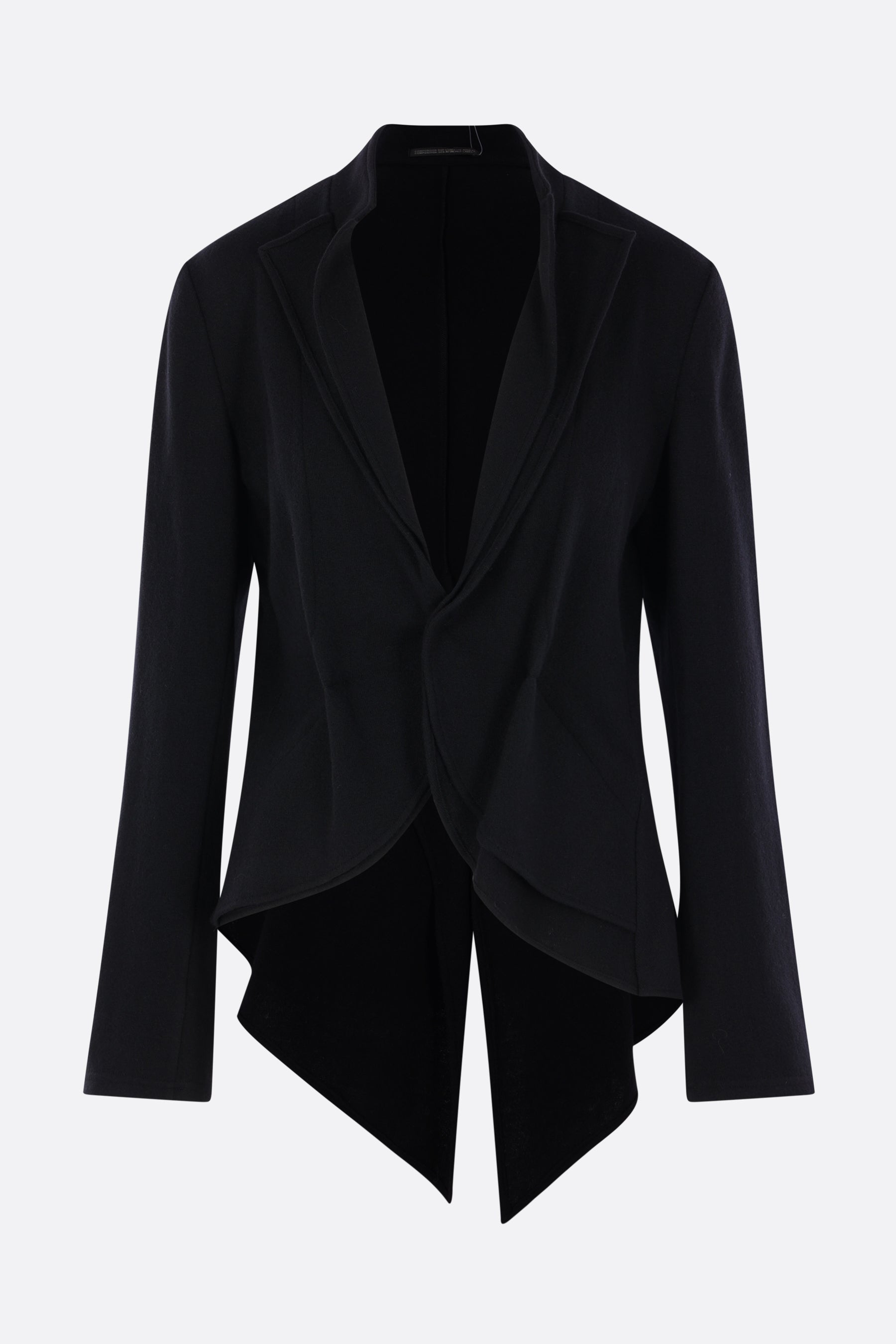 wool blend jacket with rounded hem