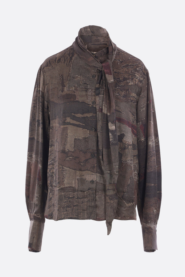 silk scarf shirt with digital print