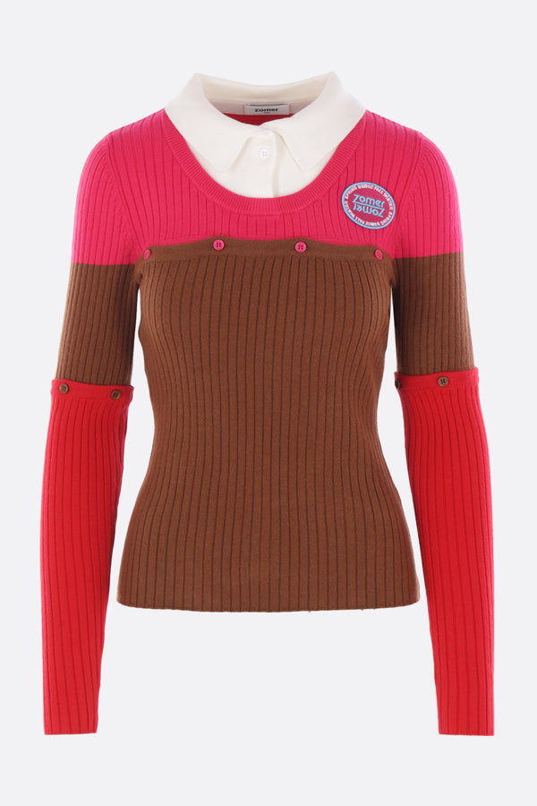 Leva polo sweater in rib knit