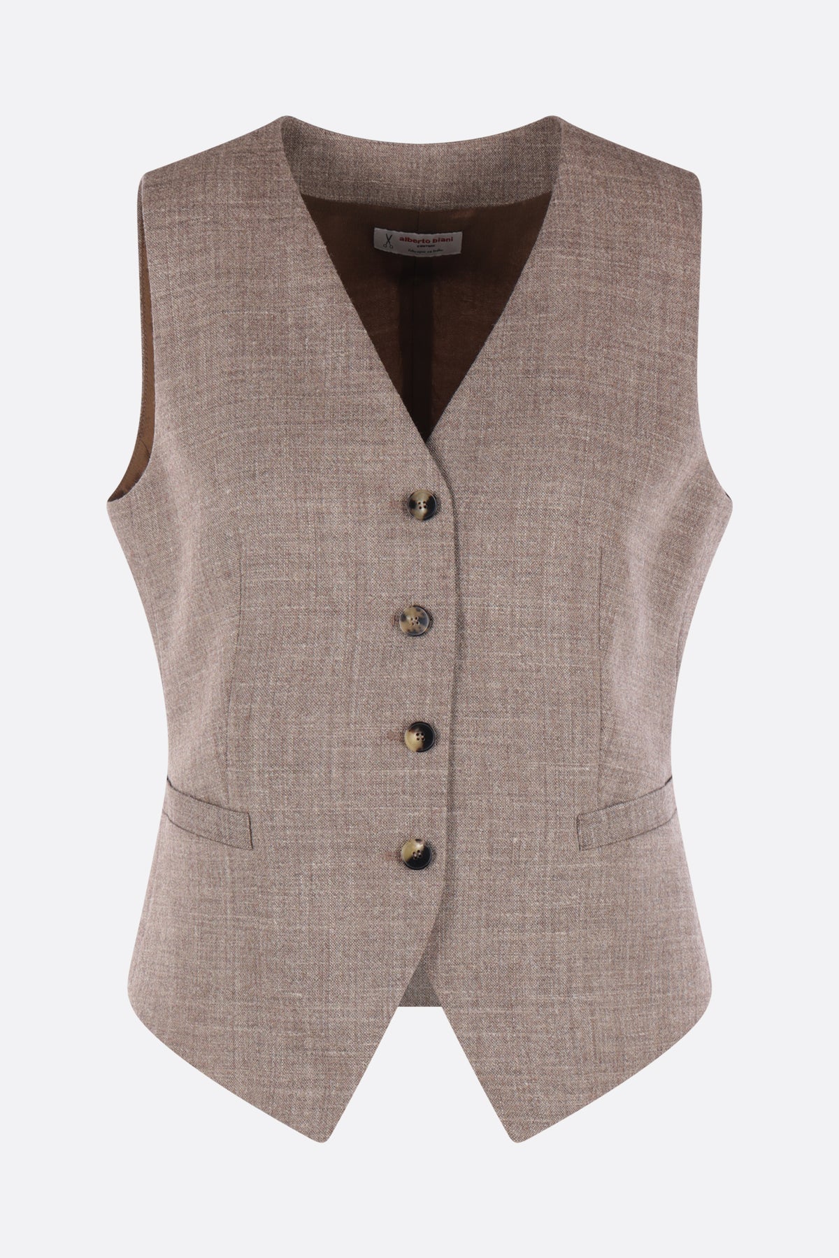 single-breasted vest in wool and linen blend