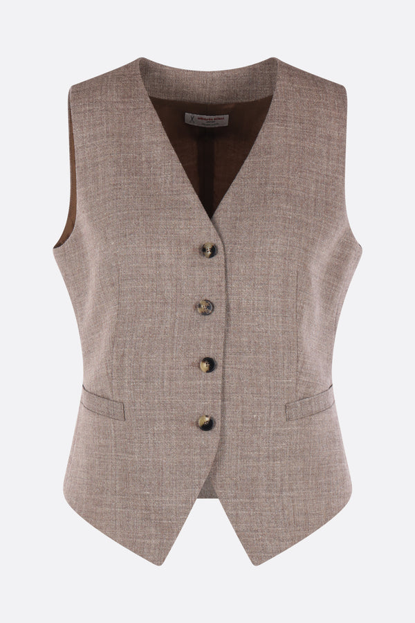 single-breasted vest in wool and linen blend