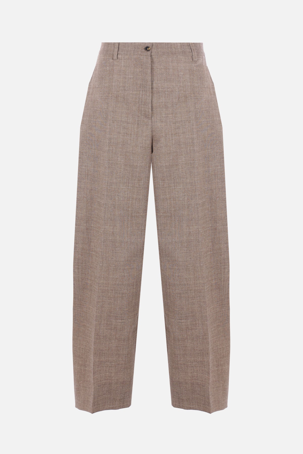 wide-leg trousers in wool and linen blend