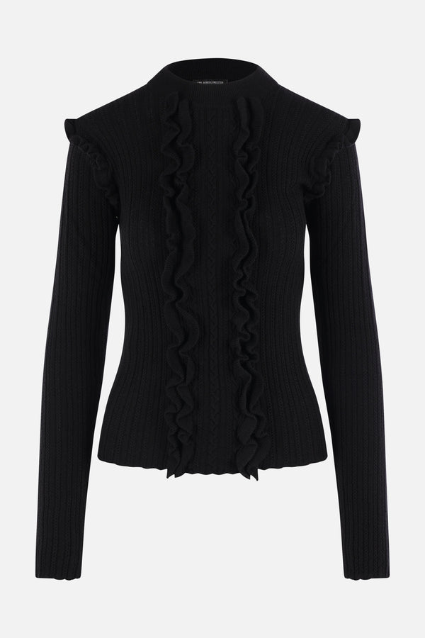 Mirna sweater in wool with ruffles