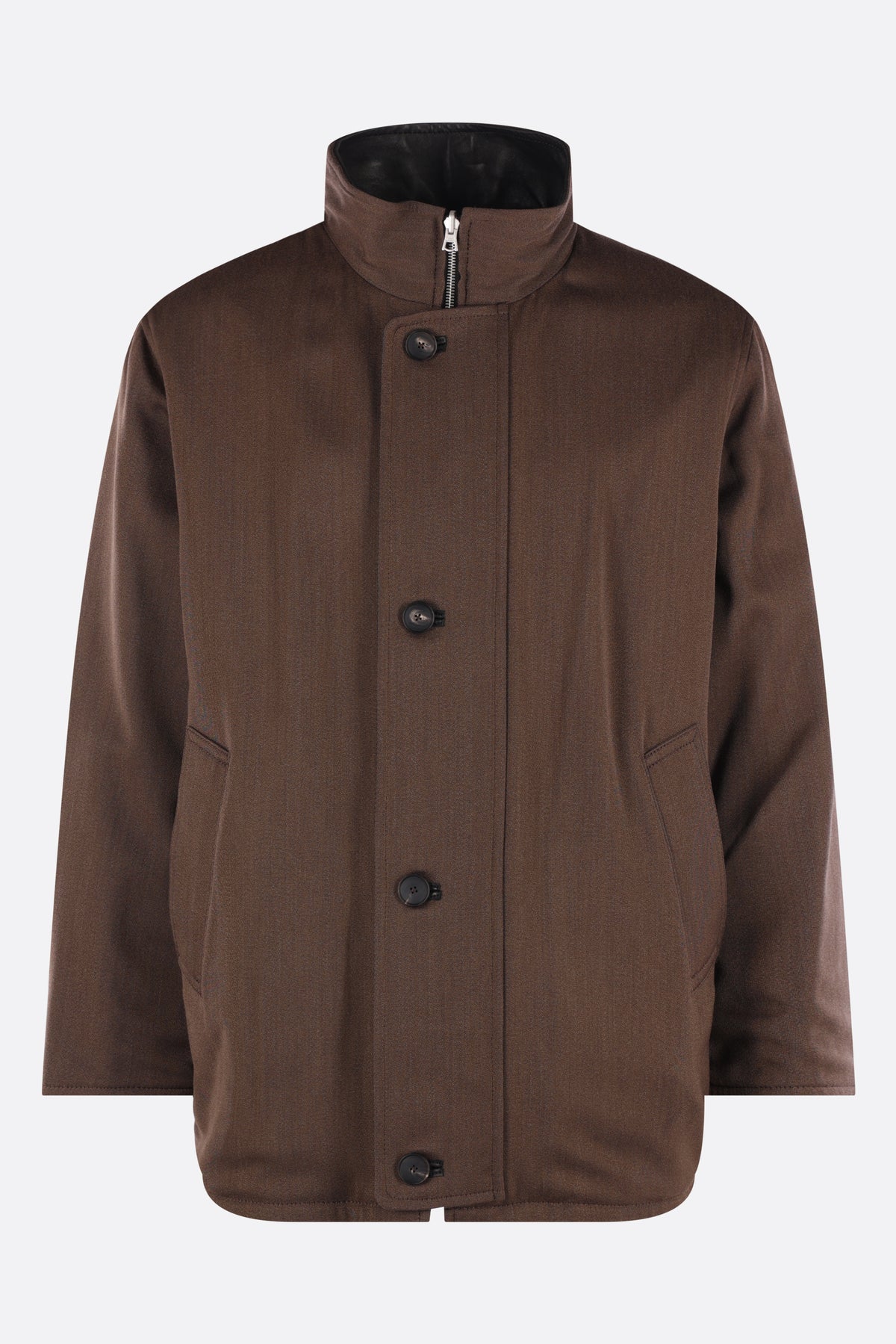 reversibile jacket in wool and leather