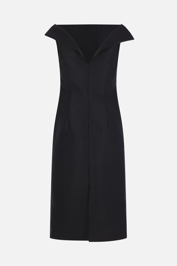 sleeveless dress in wool and silk