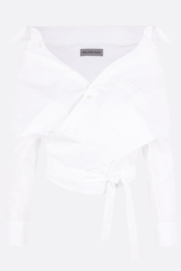 off-the-shoulder shirt in poplin