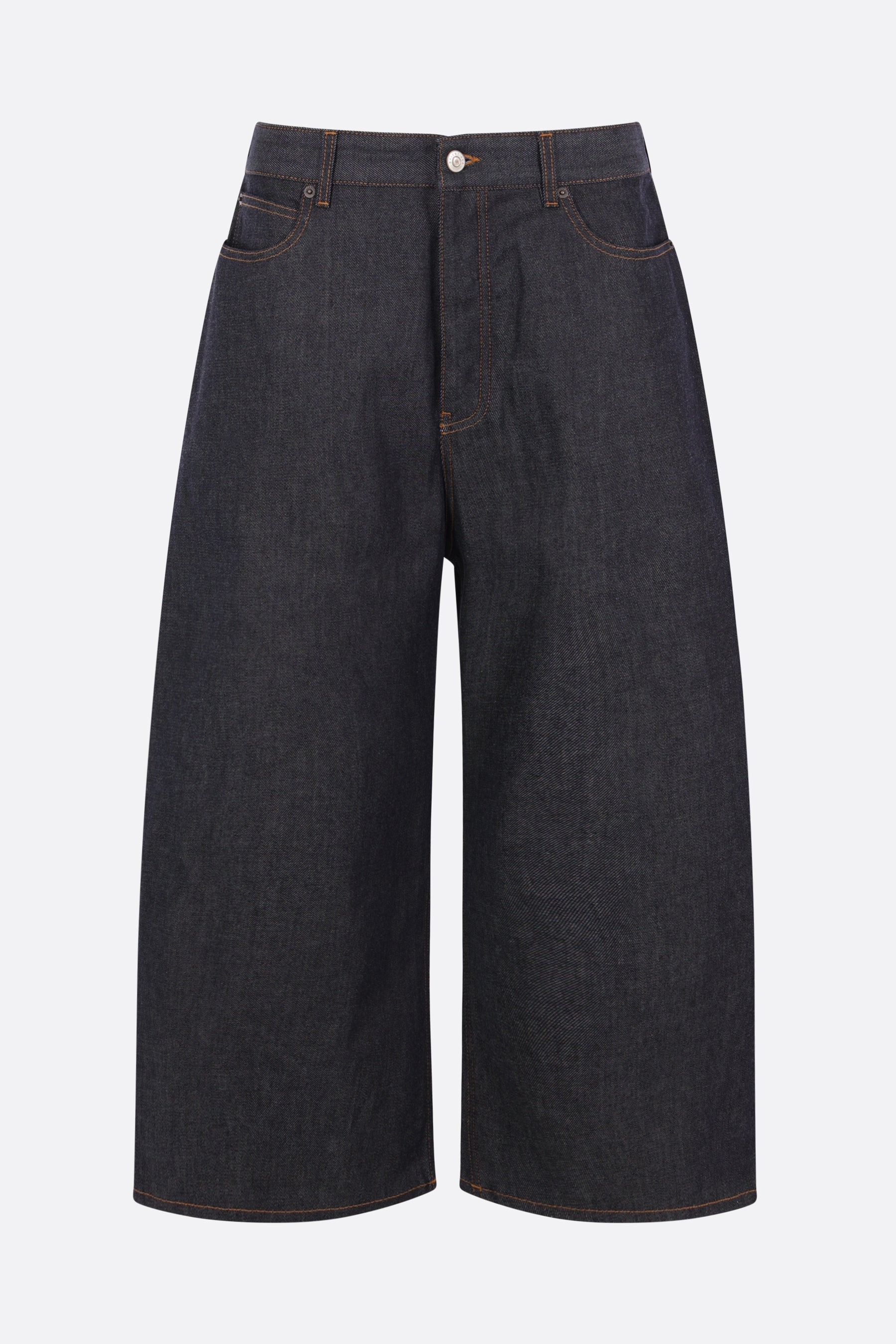 curved-leg jeans in denim