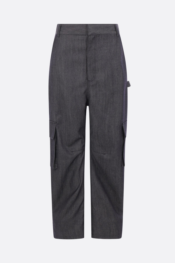 pantalone cargo in twill di lana