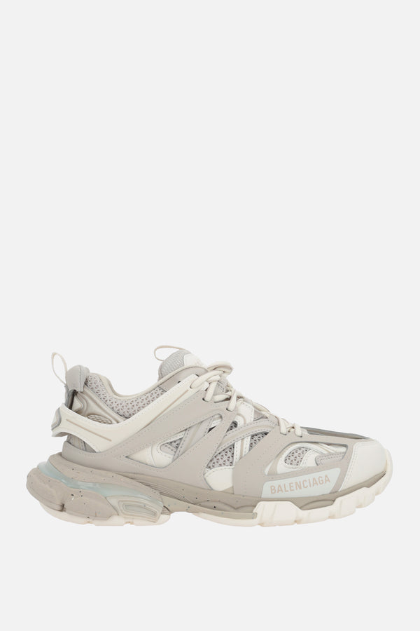 Track sneakers in faux leather, mesh and rubber