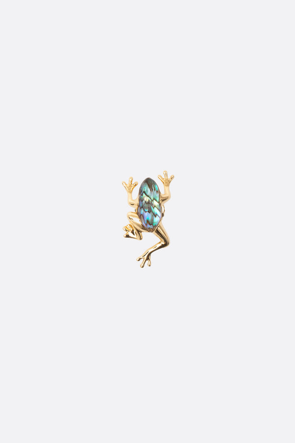 Mini Frog Abalone Quartz single earrings (right)