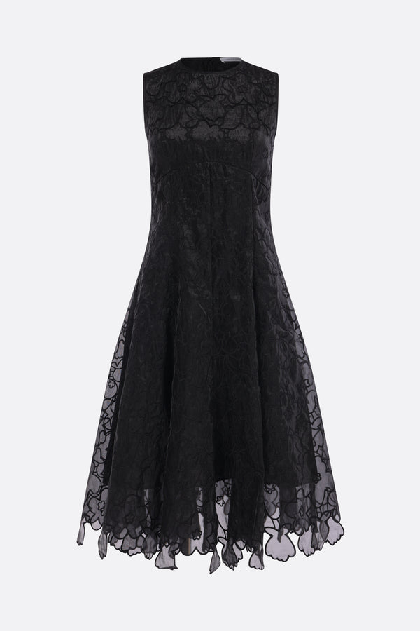 abito smanicato Foress in organza ricamata